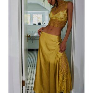 Free People Yellow Lace Chemise & Slip